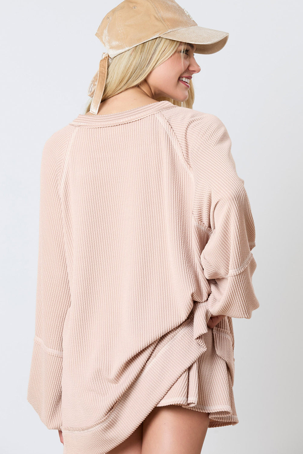 Jet Stream Corded Lantern Sleeve Top High Waist Ruffled Mini Skirt Set.