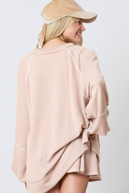 Jet Stream Corded Lantern Sleeve Top High Waist Ruffled Mini Skirt Set.