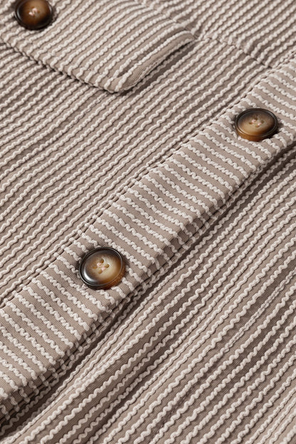 Smoke Gray Solid Corded Drop Shoulder Plus Size Shacket.