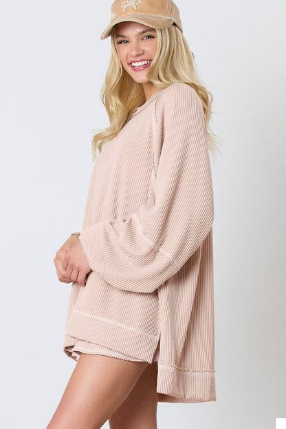 Jet Stream Corded Lantern Sleeve Top High Waist Ruffled Mini Skirt Set.