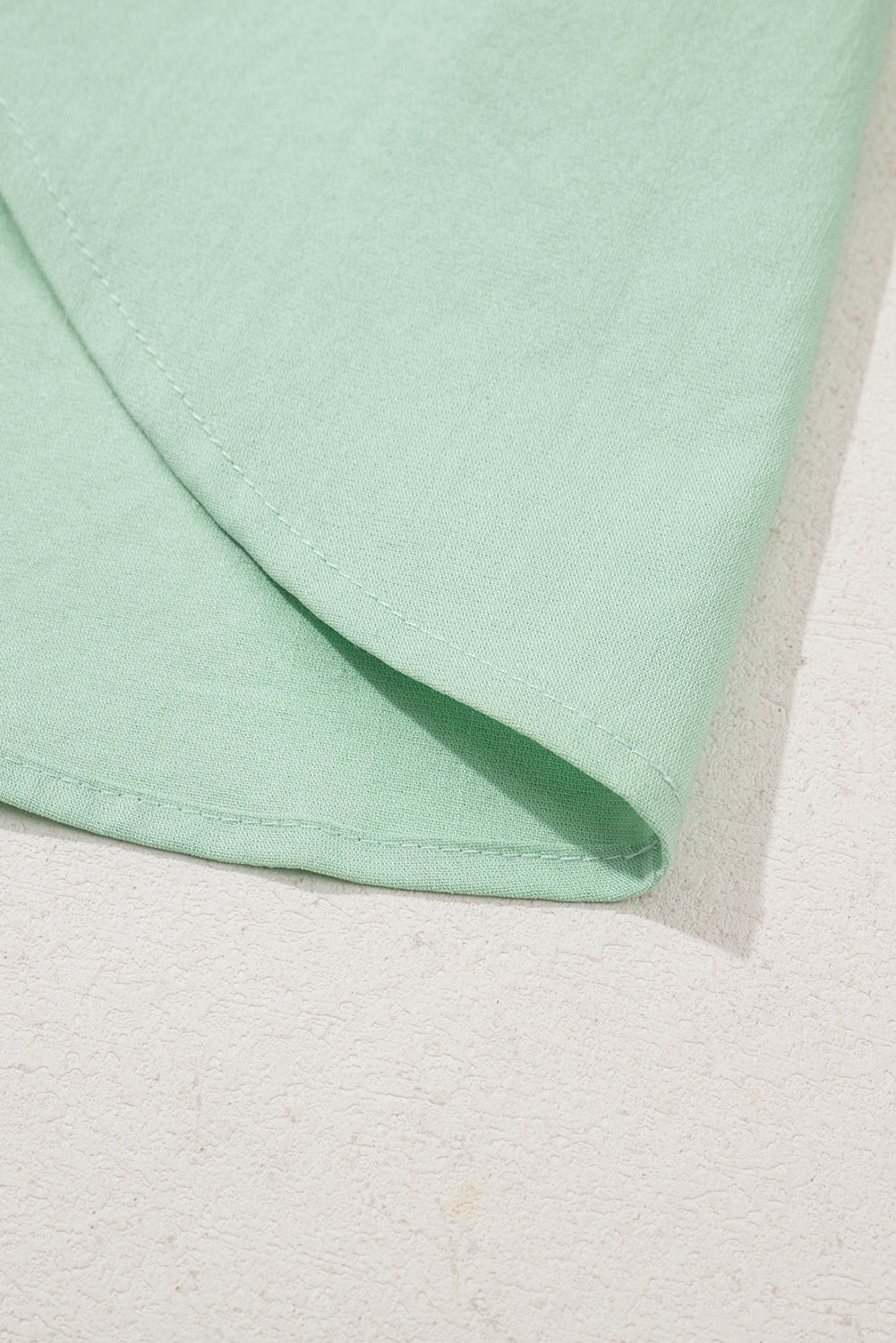 Clearly Aqua Floral Embroidered Puff Sleeve Split Neck Blouse.