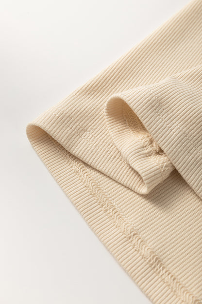 Beige Floral Lace Patchwork Long Sleeve High Neck Slim Top.