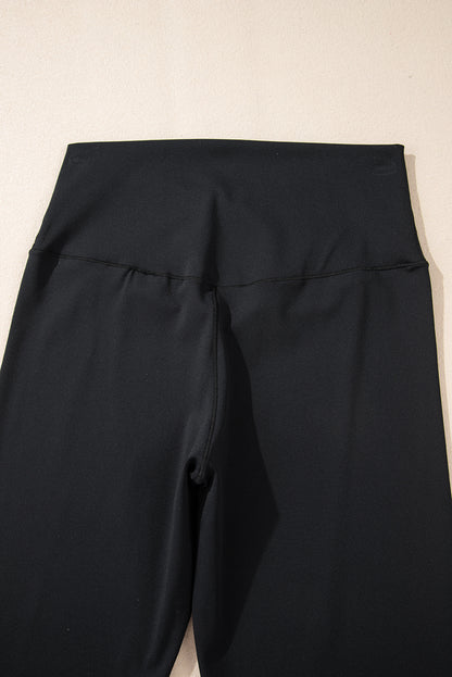 Black V Shape High Waist Flared Leggings.