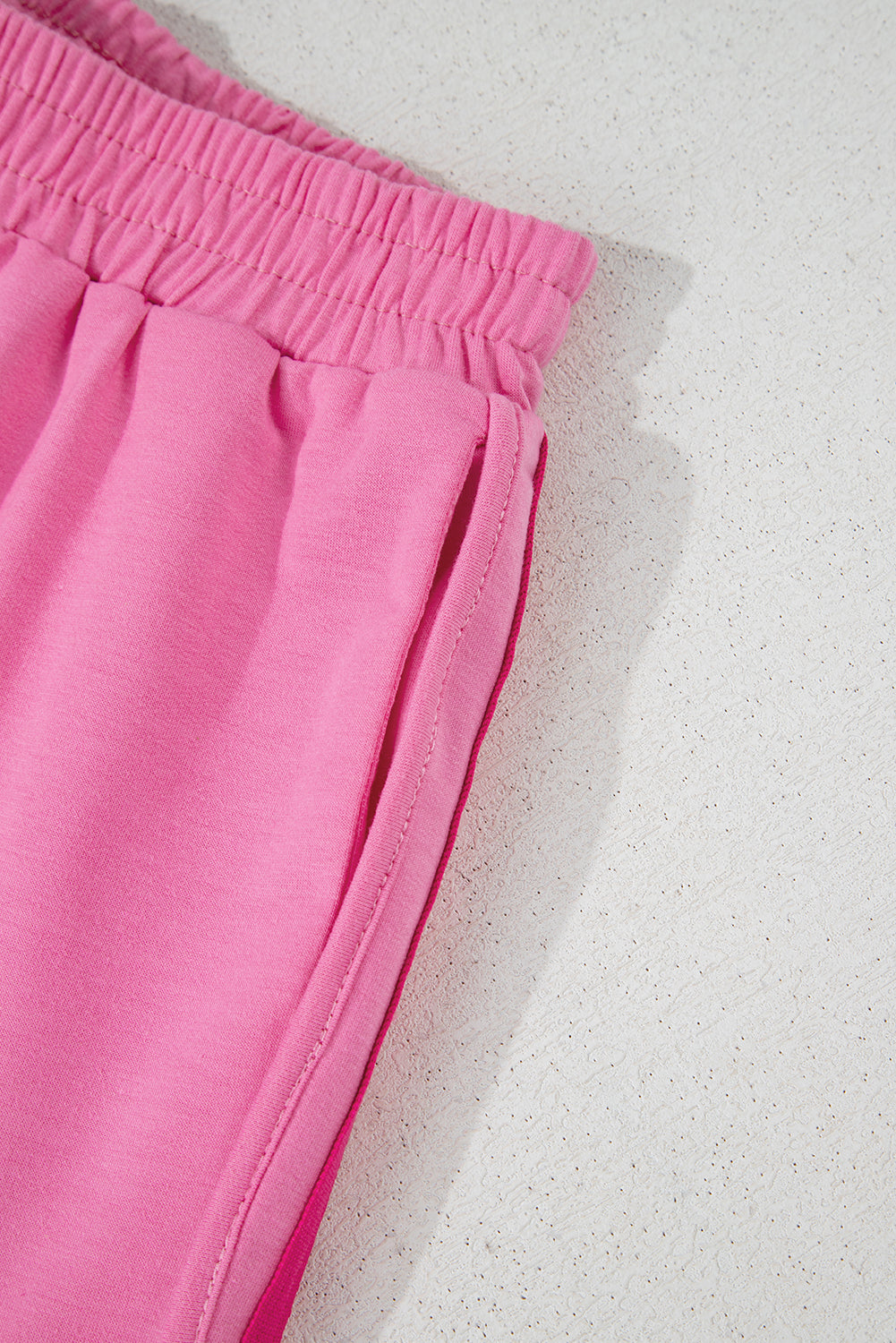 Bonbon Color Block Stripes Elastic High Waist Active Shorts.