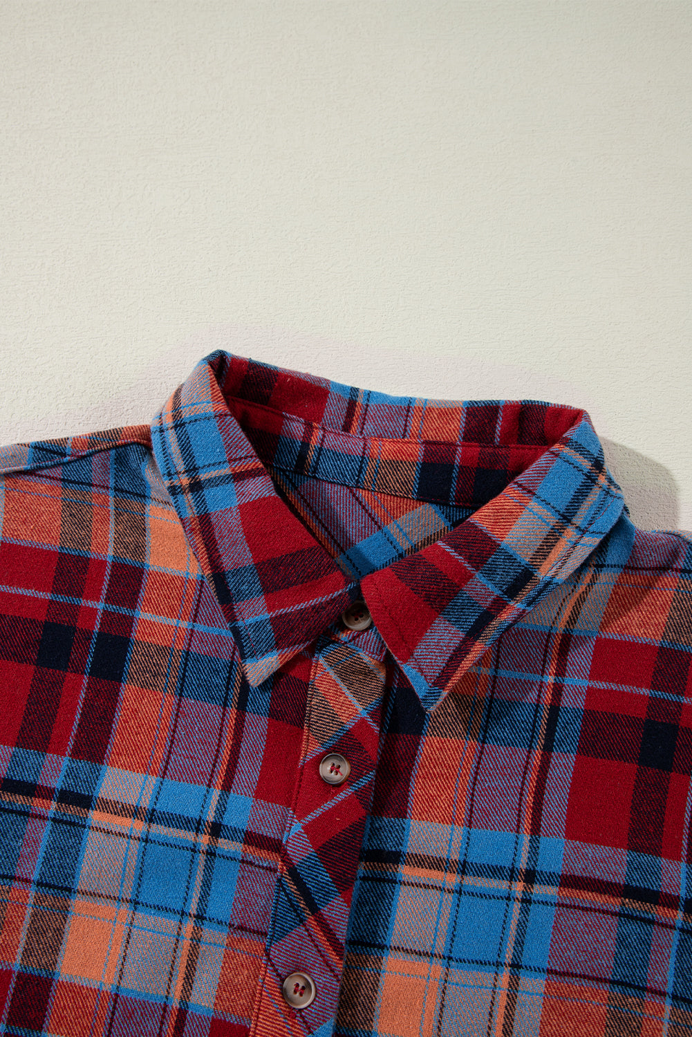 Red Plaid Print Loose Vintage Shirt.