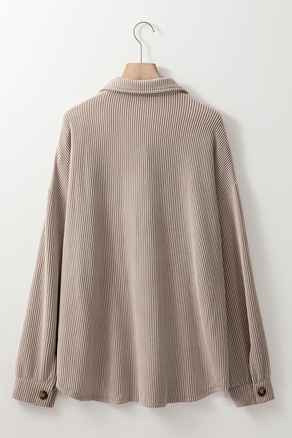 Smoke Gray Solid Corded Drop Shoulder Plus Size Shacket.