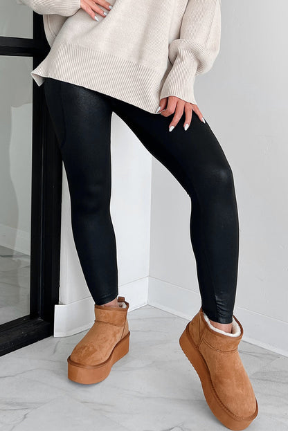 Black V Crossover High Waist Pocketed Leggings.