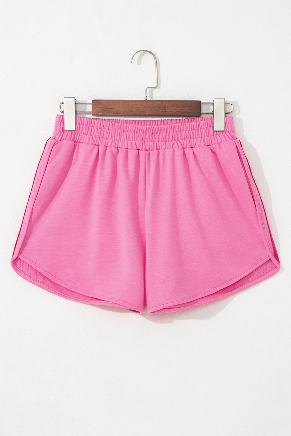 Bonbon Color Block Stripes Elastic High Waist Active Shorts.