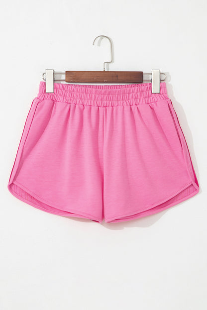 Bonbon Color Block Stripes Elastic High Waist Active Shorts.