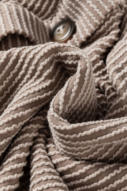 Smoke Gray Solid Corded Drop Shoulder Plus Size Shacket.