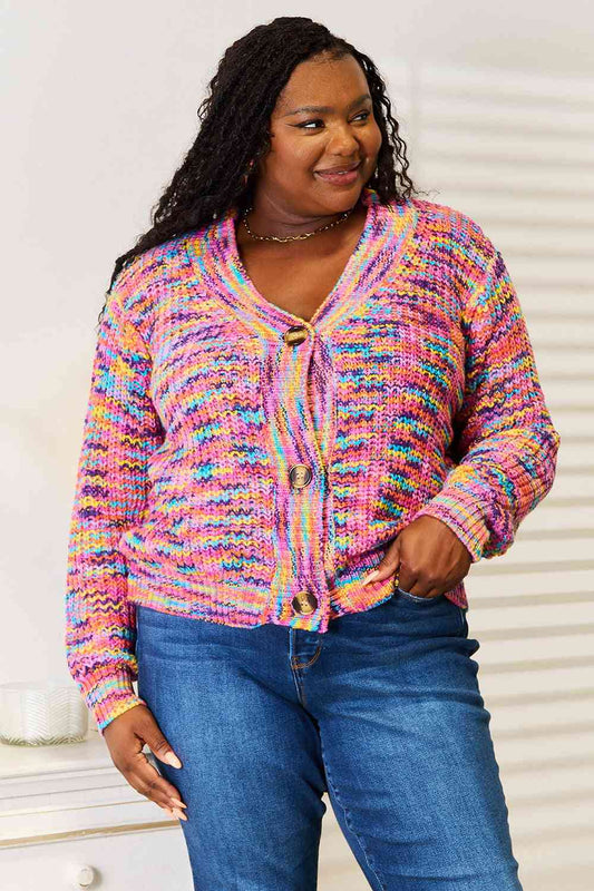 Woven Right V-Neck Long Sleeve Cardigan.