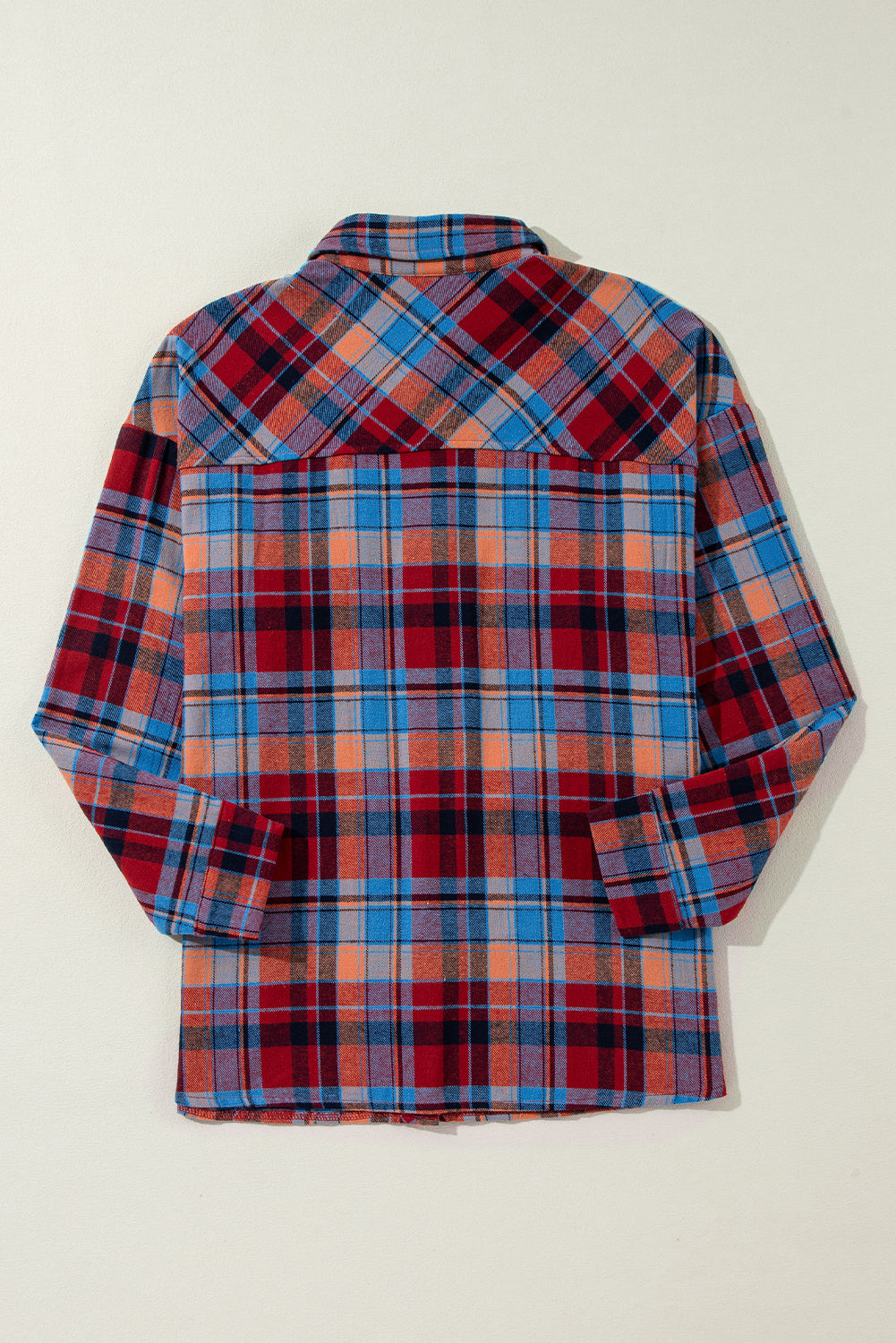 Red Plaid Print Loose Vintage Shirt.