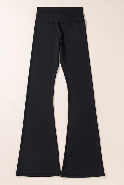 Black V Shape High Waist Flared Leggings.
